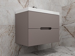 Style Line Тумба под раковину Матис 80 подвесная тауп темный – фотография-4